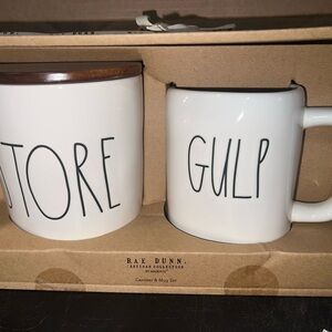 Rae Dunn White Canister and Mug Set